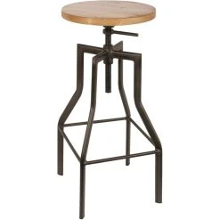 The Home Deco Factory Tabouret De Bar Industriel En Métal Et Bois Ace.
