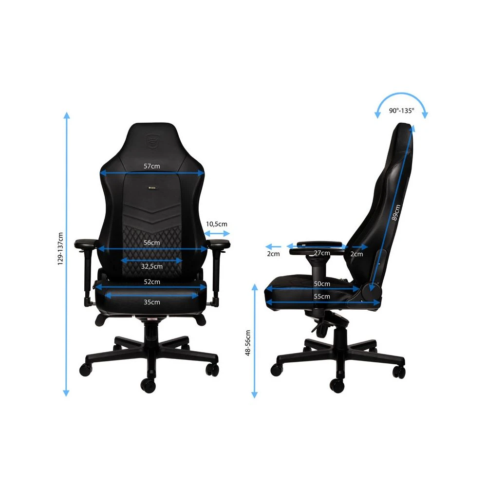 Noblechairs HERO - Vrai Cuir - Noir/Noir 2 Noblechairs HERO - Vrai Cuir - Noir/Noir – Image 2