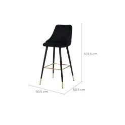 Rendez Vous Déco Chaise De Bar Aristote En Velours Noir 77.5 Cm (lot De 2) -Magasin Joss & Main acheter chaise de bar style art deco noires