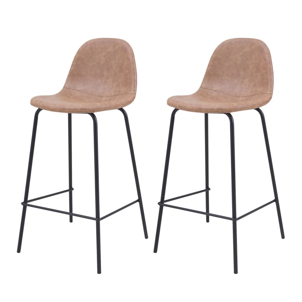 Rendez Vous Déco Chaise De Bar Mi-hauteur Henrik Marron Clair 65 Cm (lot De 2) 2 Rendez Vous Déco Chaise De Bar Mi-hauteur Henrik Marron Clair 65 Cm (lot De 2) – Image 2