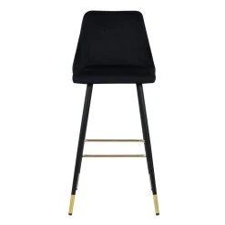 Rendez Vous Déco Chaise De Bar Aristote En Velours Noir 77.5 Cm (lot De 2) -Magasin Joss & Main acheter chaise de bar velours et metal
