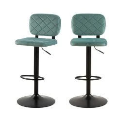 Rendez Vous Déco Chaise De Bar Viktor En Velours Vert D'eau 60/81 Cm (lot De 2) -Magasin Joss & Main acheter chaise de bar velours vert d eau 2