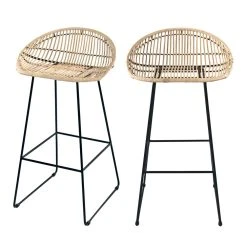 Rendez Vous Déco Tabouret De Bar Lotus En Rotin 77 Cm (lot De 2) -Magasin Joss & Main acheter tabouret de bar rotin pieds meta lot de 2