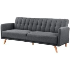 CSTORE ANDERS Canapé 3 Places Scandinave Convertible - Tissu Anthracite - L ...