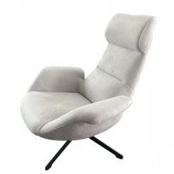 Mathi Design ASTI - Fauteuil Confortable En Tissu Gris Clair