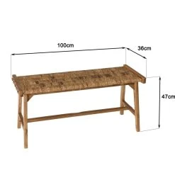 MACABANE Banc 100x36cm Assise En Tissage D'abaca Naturel -Magasin Joss & Main banc 100x36cm assise en tissage dabaca naturel 501533 3 1140x1140