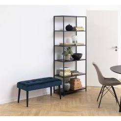 TOILINUX Banc 2 Places Bella En Métal Et Tissus Effet Velours - Bleu Et Noir -Magasin Joss & Main banc 2 places bella en metal et tissus effet velours bleu et noir 13145022 35732016 1140x1140