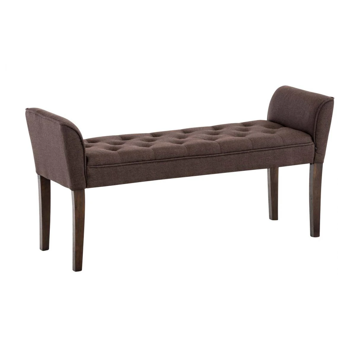 Decoshop26 Banc Banquette Capitonné En Tissu Marron Avec Pieds En Bois Marron Fo... 1 Decoshop26 Banc Banquette Capitonné En Tissu Marron Avec Pieds En Bois Marron Fo...