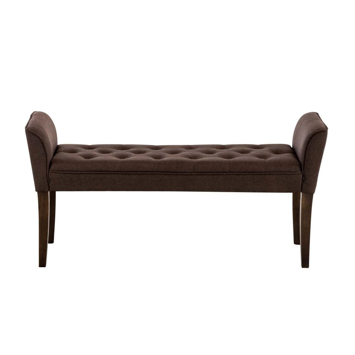 Decoshop26 Banc Banquette Capitonné En Tissu Marron Avec Pieds En Bois Marron Fo... 2 Decoshop26 Banc Banquette Capitonné En Tissu Marron Avec Pieds En Bois Marron Fo... – Image 2