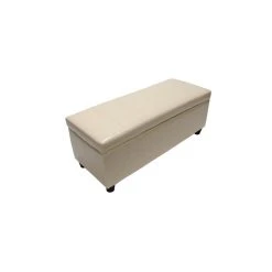 Decoshop26 Banc Banquette De Rangement Cuir Reconstitué Crème 112x45x45cm BAN04...