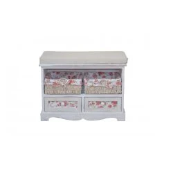 Decoshop26 Banc / Banquette En Bois Avec Rangements Style Vintage Fleur Rose BAN0...