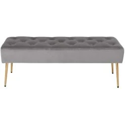 Decoshop26 Banc Banquette Rembourré Capitonné En Tissu Velours Gris Pieds Méta... -Magasin Joss & Main banc banquette rembourre capitonne en tissu velours gris pieds metal dore ban09008 10278664 26529638 1140x1140