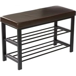 HELLOSHOP26 Banc De Rangement à Chaussures Meuble Assise Tabouret En Similicuir 2...