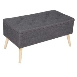 HELLOSHOP26 Banc En Lin, Coffre De Rangement Rectangle Gris Foncé 19_0000504