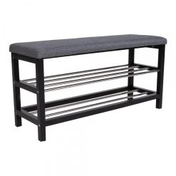 HOUSE NORDIC Banc Gris Et Noir Avec Deux Etagères PADOVA