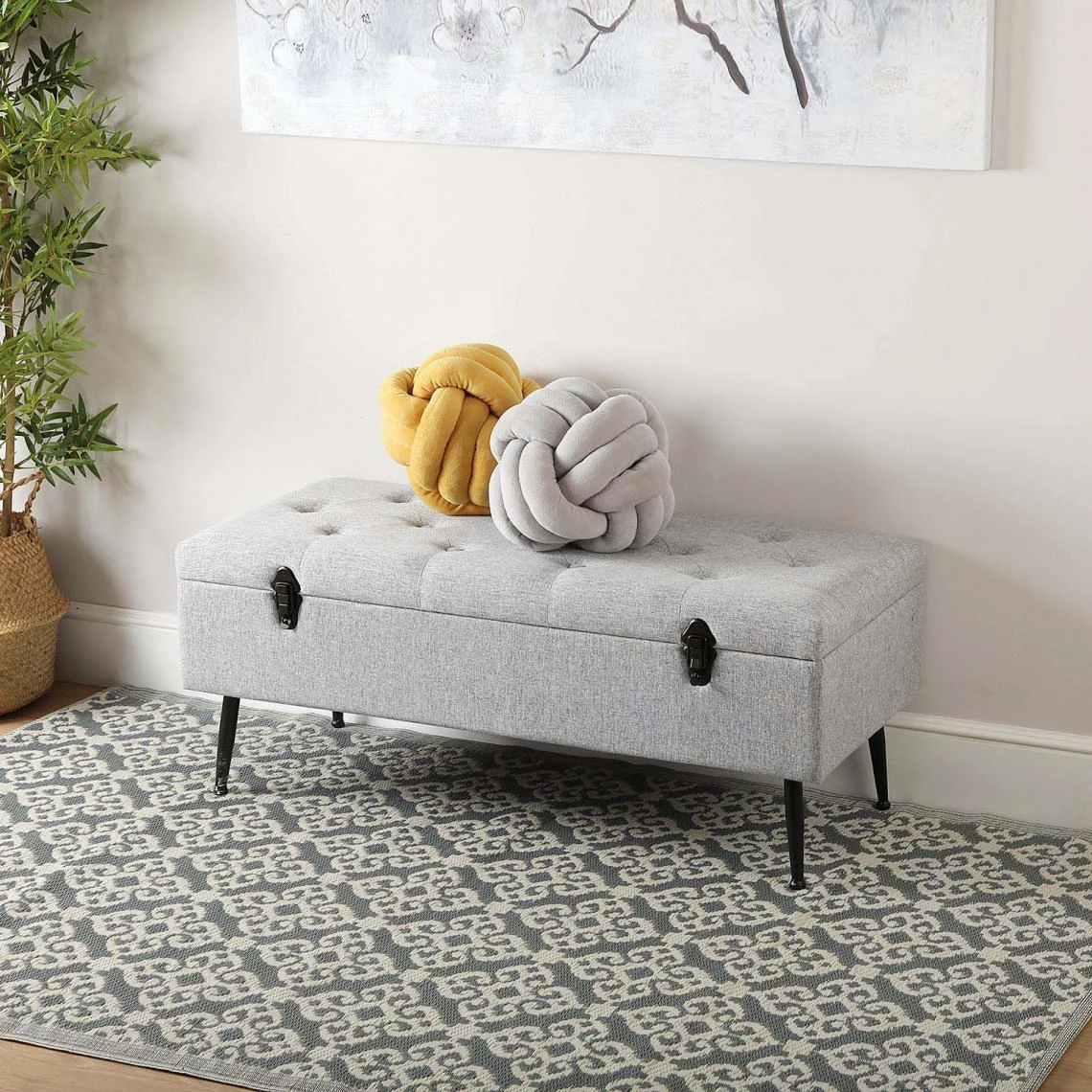 Versa Banc Malle De Rangement En Tissu 102 Cm Gris 2 Versa Banc Malle De Rangement En Tissu 102 Cm Gris – Image 2