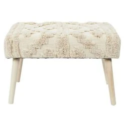 TOILINUX Banc Mirage Avec Détails Motif En Polyester Et MDF - Beige Et Blanc -Magasin Joss & Main banc mirage avec details motif en polyester et mdf beige et blanc 13604926 37390374 1140x1140
