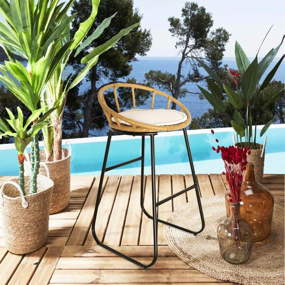 Altobuy BANDUNG - Lot De 4 Tabourets De Bar Assise Tressée 3 Altobuy BANDUNG - Lot De 4 Tabourets De Bar Assise Tressée – Image 3