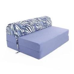 CSTORE Banquette 2 Places - Tissu Bleu Palm - L 115 X P 75 X H 45 Cm