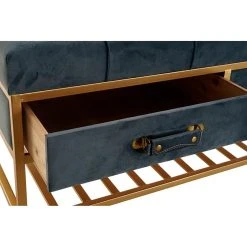 Pegane Banquette Avec 2 Tiroirs En Métal Coloris Bleu Et Pieds Doré- Longue... -Magasin Joss & Main banquette avec 2 tiroirs en metal coloris bleu et pieds dore longueur 100 x profondeur 48 x hauteur 485 cm 13600926 37358288 1140x1140