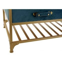Pegane Banquette Avec 2 Tiroirs En Métal Coloris Bleu Et Pieds Doré- Longue... -Magasin Joss & Main banquette avec 2 tiroirs en metal coloris bleu et pieds dore longueur 100 x profondeur 48 x hauteur 485 cm 13600926 37358290 1140x1140