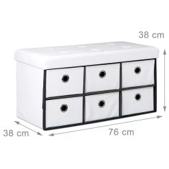 HELLOSHOP26 Banquette Banc Coffre De Rangement Avc Tiroirs 76 Cm Blanc 3013002