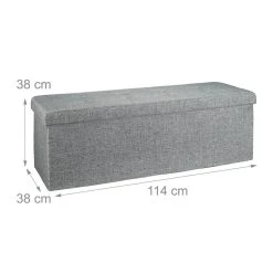 HELLOSHOP26 Banquette Banc Pour Coffre De Rangement En Lin Avec Couvercle Gris 114...