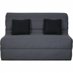 Banquette BZ Dunlopillo - Tissu Gris + 2 Coussins Noir - L 140 X P 99 ...