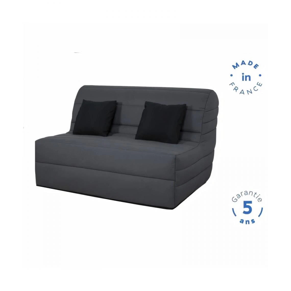 Banquette BZ Dunlopillo - Tissu Gris + 2 Coussins Noir - L 140 X P 99 ... 3 Banquette BZ Dunlopillo - Tissu Gris + 2 Coussins Noir - L 140 X P 99 ... – Image 3