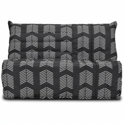 Gruhier Banquette BZ - Tissu Chevrons A111 - Couchage 138 X 188 X 12 Cm - Blan...