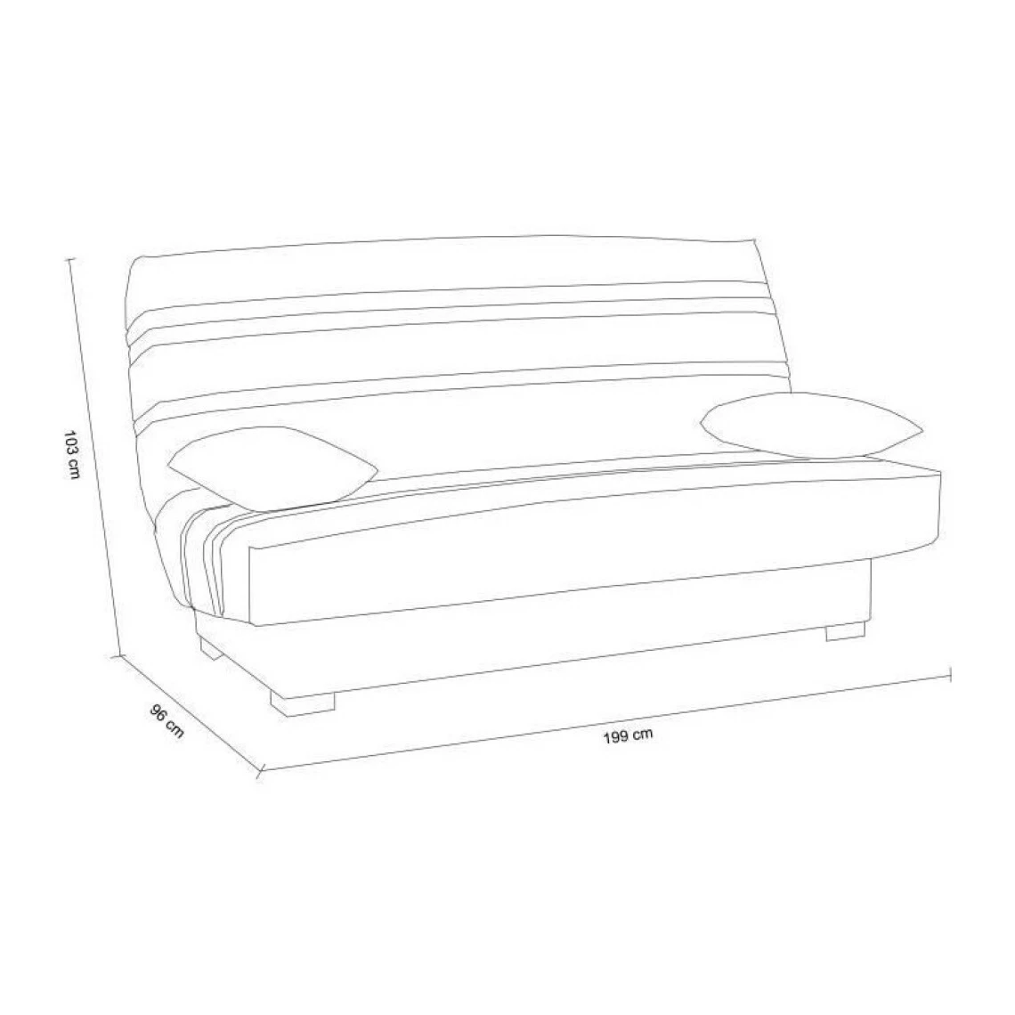 SANS MARQUE Banquette Clic Clac 3 Places - Tissu Gris Clair - L199 X P96 X H103 Cm... 4 SANS MARQUE Banquette Clic Clac 3 Places - Tissu Gris Clair - L199 X P96 X H103 Cm... – Image 4