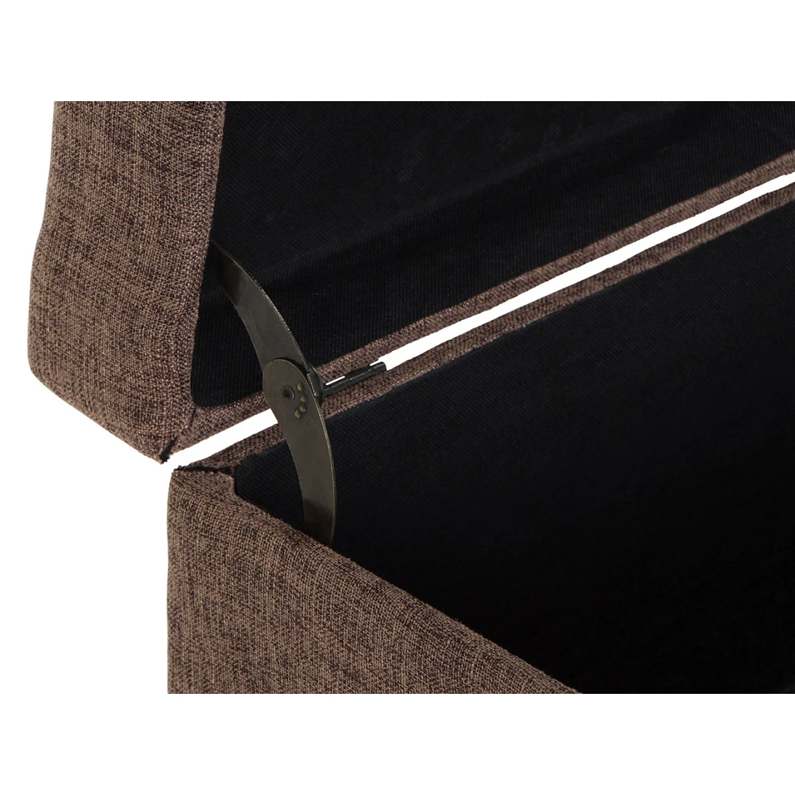 Pegane Banquette Coffre + 3 Poufs En Bois Et Lin Coloris Marron 3 Pegane Banquette Coffre + 3 Poufs En Bois Et Lin Coloris Marron – Image 3