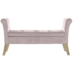 Pegane Banquette Coffre En Bois Coloris Rose - Longueur 130 X Profondeur 44 X...