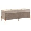Pegane Banquette Coffre En MDF Et Velours Coloris Gris - Longueur 115 X Profo...