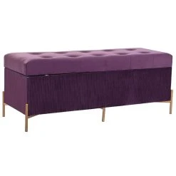 Pegane Banquette Coffre En MDF Et Velours Coloris Pourpre Et Pieds Doré - Lo...