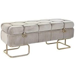 Pegane Banquette Coffre En Métal Coloris Beige Et Pieds Doré - Longueur 125...