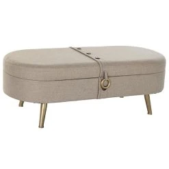 Pegane Banquette Coffre En Métal Coloris Beige - Longueur 114 X Profondeur 4...