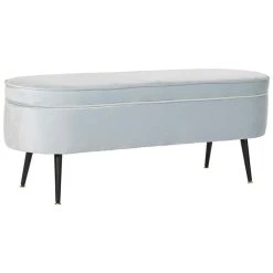 Pegane Banquette Coffre En Métal Coloris Bleu Ciel Et Pieds Noir- Longueur 1...
