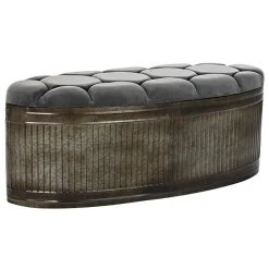 Pegane Banquette Coffre En Métal Coloris Gris - Longueur 117 X Profondeur 42...