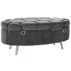 Pegane Banquette Coffre En Métal Coloris Gris - Longueur 125 X Profondeur 56...