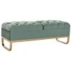 Pegane Banquette Coffre En Métal Coloris Vert Et Pieds Doré- Longueur 120 X...