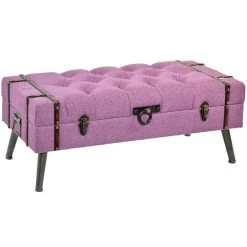 Pegane Banquette Coffre En Métal Et MDF Coloris Fuchsia - Longueur 102 X Pro...