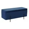 Pegane Banquette Coffre En Métal Et Velours Coloris Bleu - Longueur 108 X Pr...