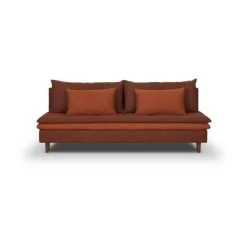 SANS MARQUE Banquette Convertible 3 Places MASSA - Tissu Rouge - L 195 X P 86 X H ...