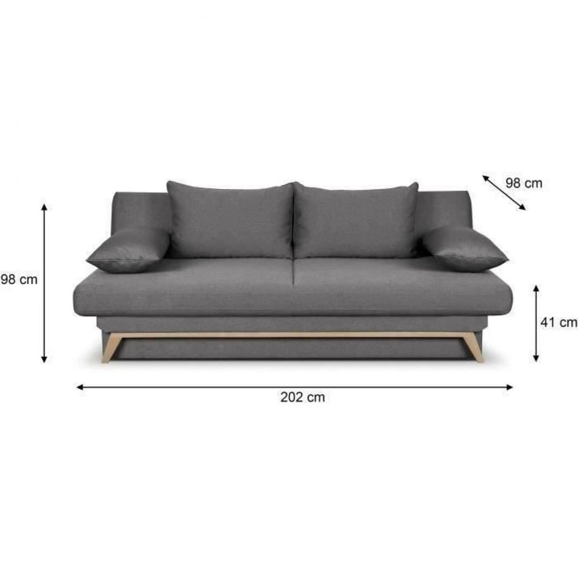 SANS MARQUE Banquette Convertible Avec Coffre - Tissu Gris - L 202 X P 98 X H 98 C... 5 SANS MARQUE Banquette Convertible Avec Coffre - Tissu Gris - L 202 X P 98 X H 98 C... – Image 5