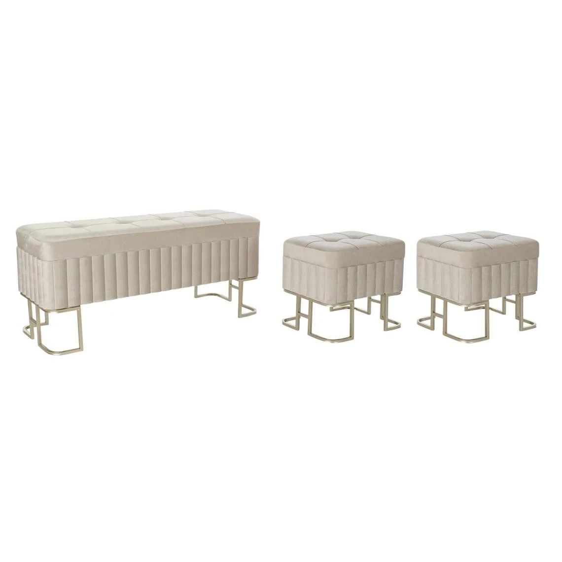 Banquette DKD Home Decor Beige Doré Métal (108 X 41 X 47 Cm) 1 Banquette DKD Home Decor Beige Doré Métal (108 X 41 X 47 Cm)