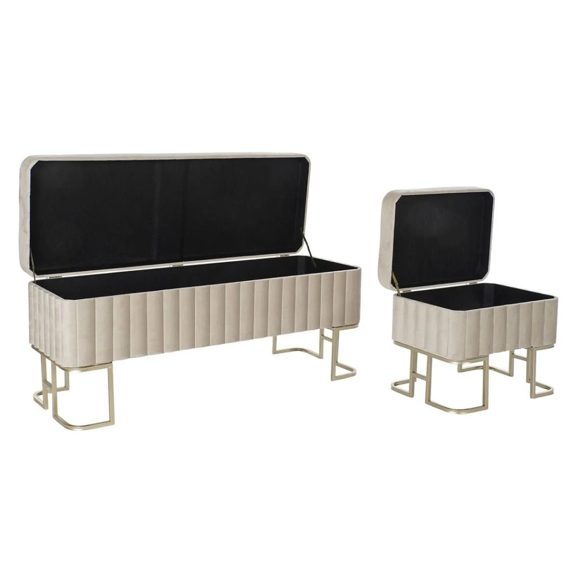 Banquette DKD Home Decor Beige Doré Métal (108 X 41 X 47 Cm) 2 Banquette DKD Home Decor Beige Doré Métal (108 X 41 X 47 Cm) – Image 2