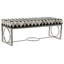 Pegane Banquette En Cuir Coloris Blanc Et Pieds En Acier - Longueur 122 X Pro...