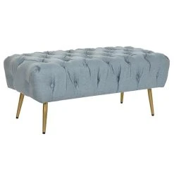 Pegane Banquette En Métal Bleu- Longueur 103 X Profondeur 46 X Hauteur 42 Cm