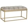 Pegane Banquette En Métal Coloris Beige Et Pieds Doré- Longueur 100 X Profo...
